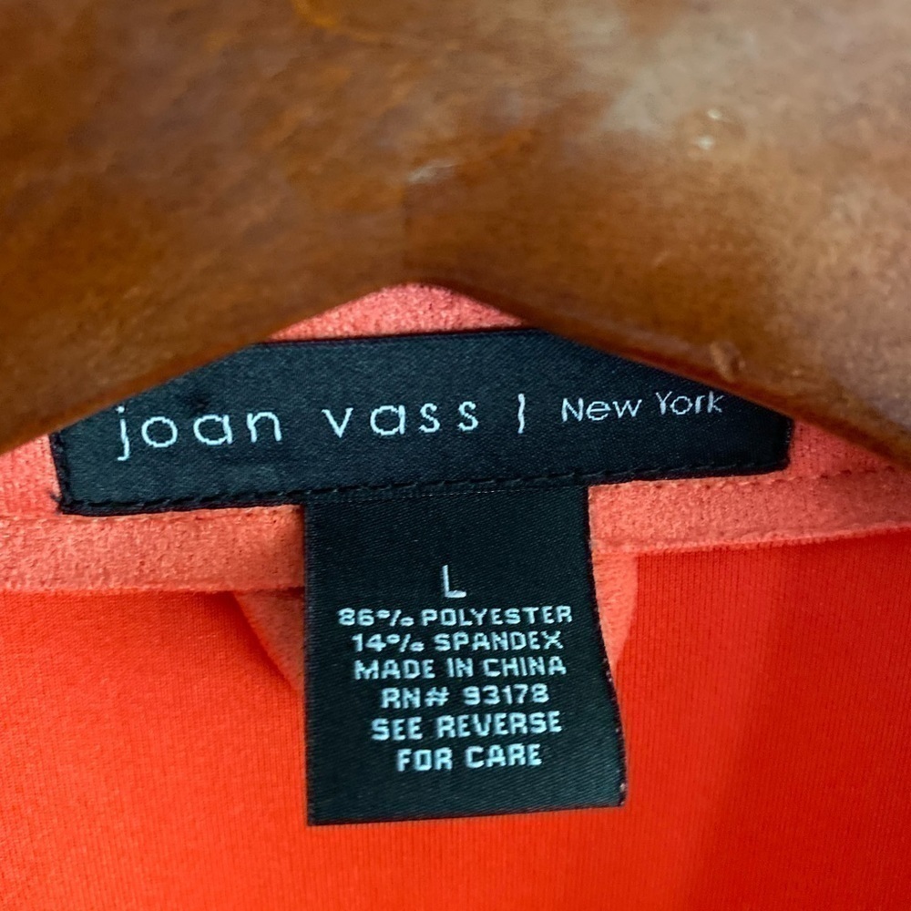 Joan VASS Shawl Collar Open Front Faux Leather Mid Jacket - Picture 8 of 9